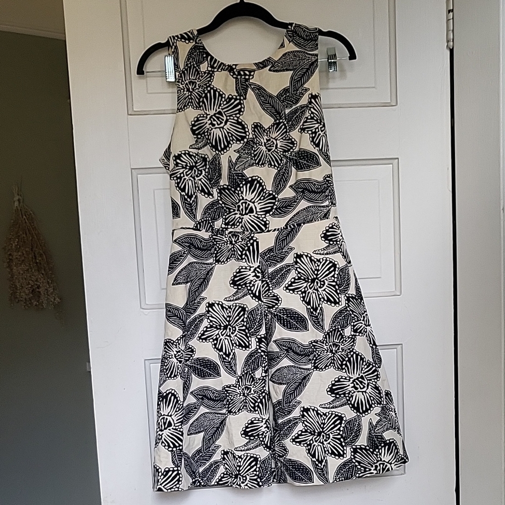 J. Crew Black and White Floral Mini Dress